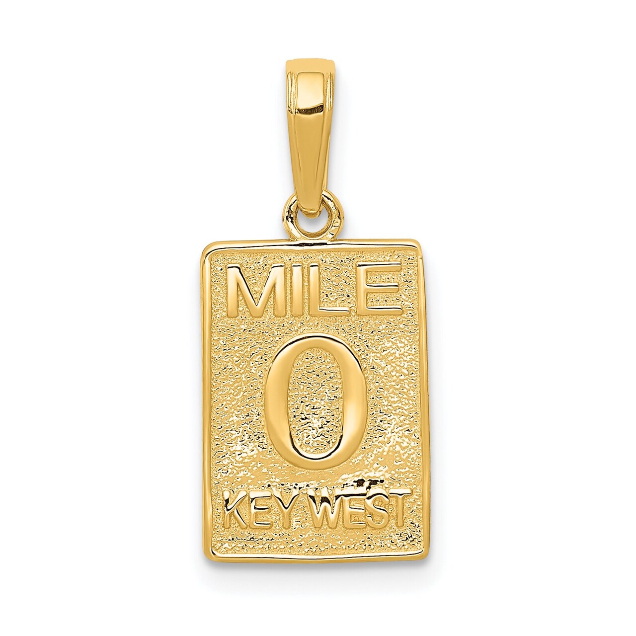 14K Yellow Gold Mile 0 Key West Mile Marker Charm Jewerly 20mm x 10mm